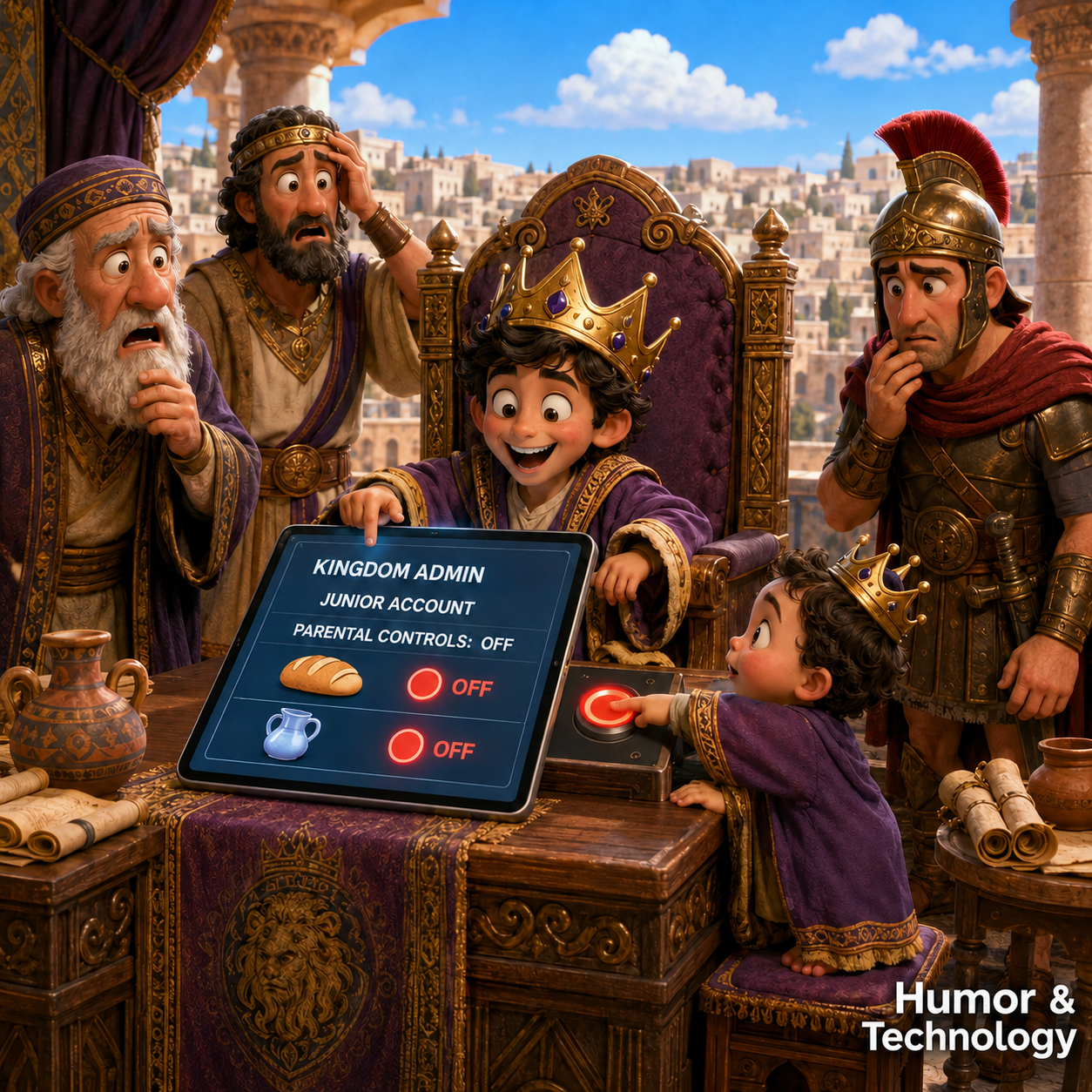 Humor and Technology illustration: Junior Kingdom Administrator.